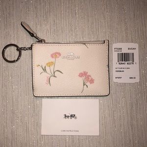 White Multi Floral Coach Mini ID Wallet